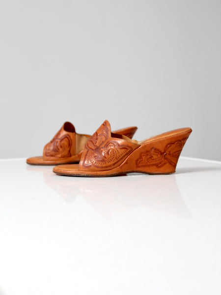 leather tooled wedges