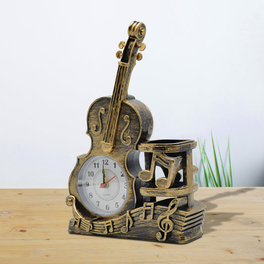 Violin Alarm Clock & Pen Holder | Desk Organizer