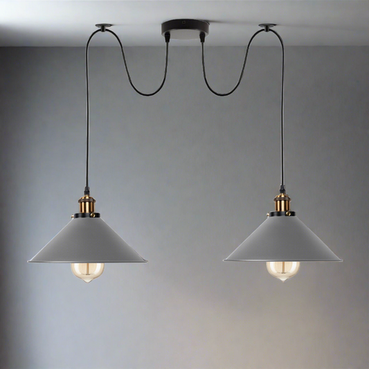 Grey 2 Way Retro Industrial Ceiling E27 Hanging Lamp Pendant Light~3503