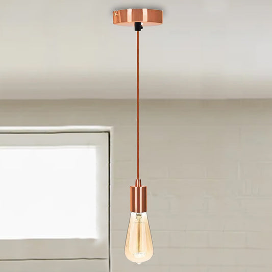 Suspended Ceiling Rose Braided Fabric Flex Rose Gold Pendant Lamp Holder Light Fitting Lighting~1252