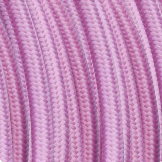 10m 3 core Round Vintage Braided Fabric Baby Pink Cable Flex 0.75mm~4573