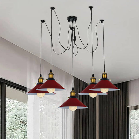 5 Way Chandelier Spider Ceiling Indoor Lamp Red~4158