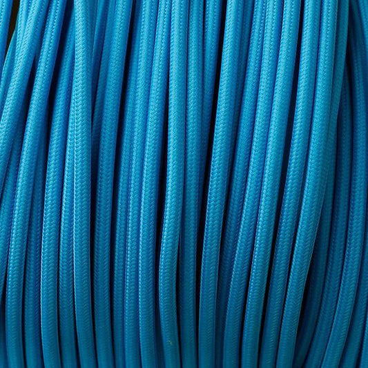 5m 3 core Round Vintage Braided Fabric Light Blue Cable Flex 0.75mm~4576