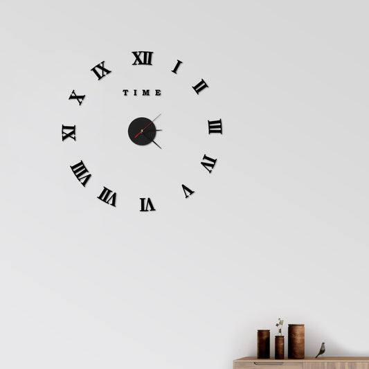  Modern Large 3D Roman numerals Frameless Sticker clock 