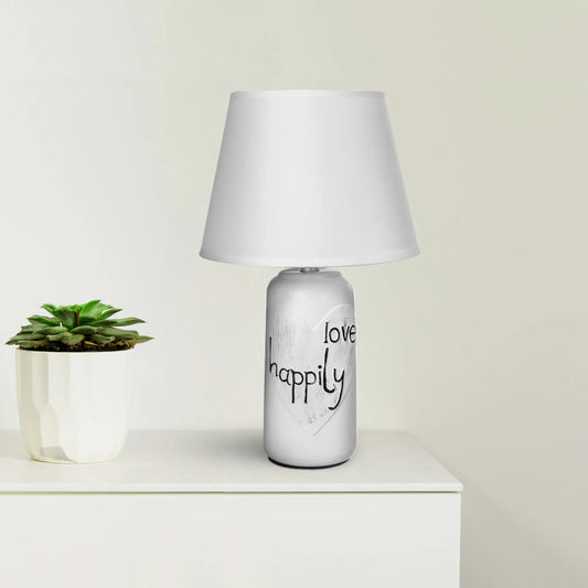 White Lampshade Love Happily Table lamp  Fabric Lampshade