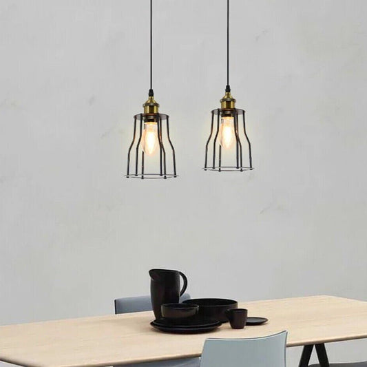 2 Pack Vintage Industrial Modern Retro Loft Cage Ceiling Lamp Cage Pendant Lights~3562