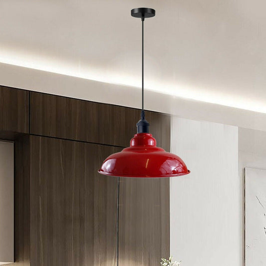 LEDSone industrial Vintage  32cm  Red Pendant Retro Metal Lamp Shade E27 Uk Holder~3684 - LEDSone UK Ltd