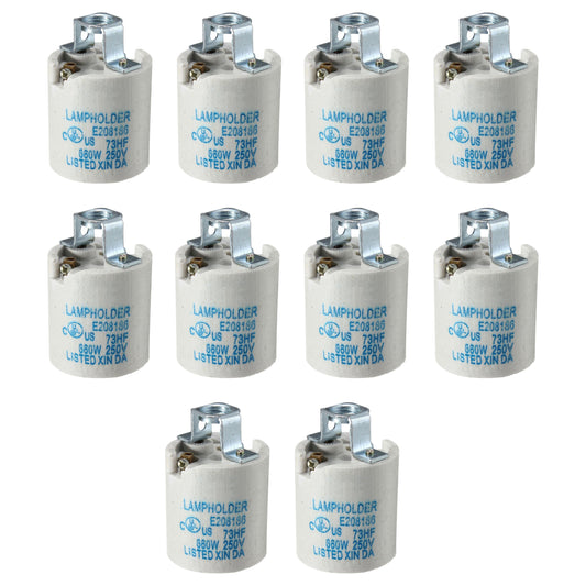 6 Pack E27 Bulb Holder Edison Screw White Ceramic Porcelain Lamp holder For Table Lamp E27 60W Plain Lamp holder Socket UK.