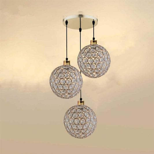 Globe Crystal Glass Light Shade 3 Outlet Pendant Ceiling~1609 - LEDSone UK Ltd