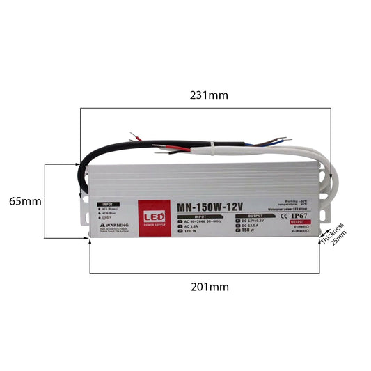 150W LED driver switch power supply transformer IP67 Ultra Slim~2100 - LEDSone UK Ltd