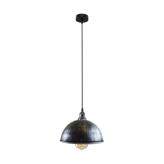 Retro Industrial Ceiling E27 Hanging Pendant Light Shade Brushed Silver~1599 - LEDSone UK Ltd