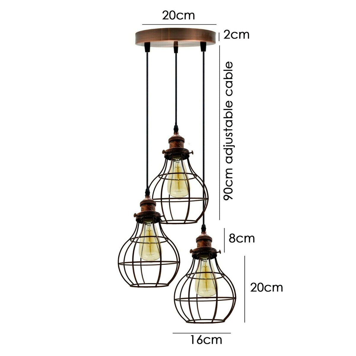 3 Way Ceiling Pendant Cage Cluster Light Fitting Shop For Led