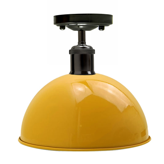 Vintage Industrial Loft Style Metal Ceiling Light Modern Yellow Dome Pendant Lampshade~1640 - LEDSone UK Ltd