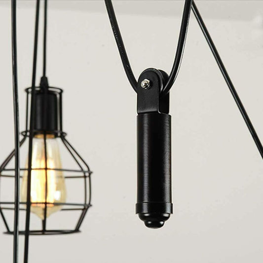 Black Spider Chandelier with Wire Cage 6 Out Let Pendant Light~2018 - LEDSone UK Ltd