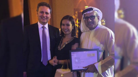 From left: Karim el-Solh, CEO of Gulf Capital, NPM Group CEO and co-founder Dr. Karen Remo and Salah Al Tamimi, President, NPM Group Brand Engagement & Communications