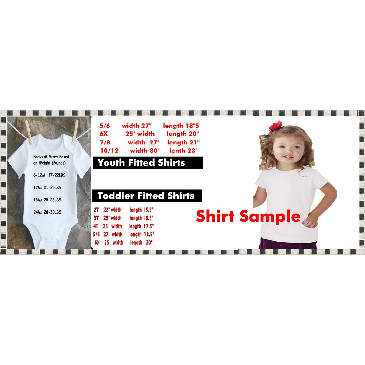 kid size chart shirt