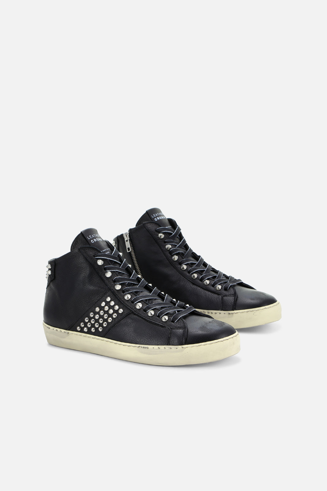 leather crown high top sneakers