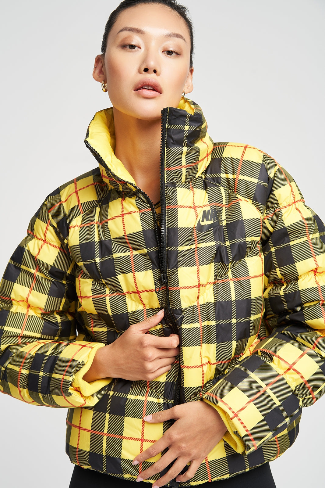 nike yellow plaid jacket