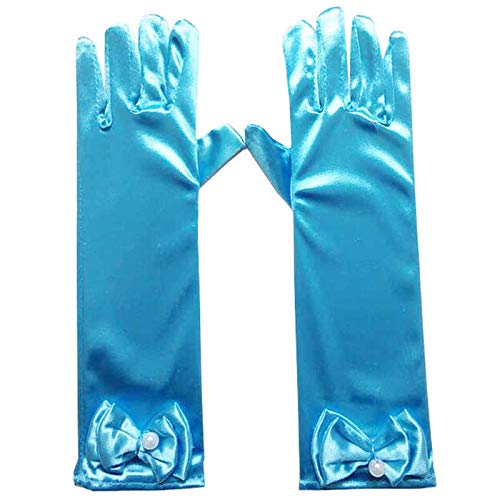 teal satin gloves