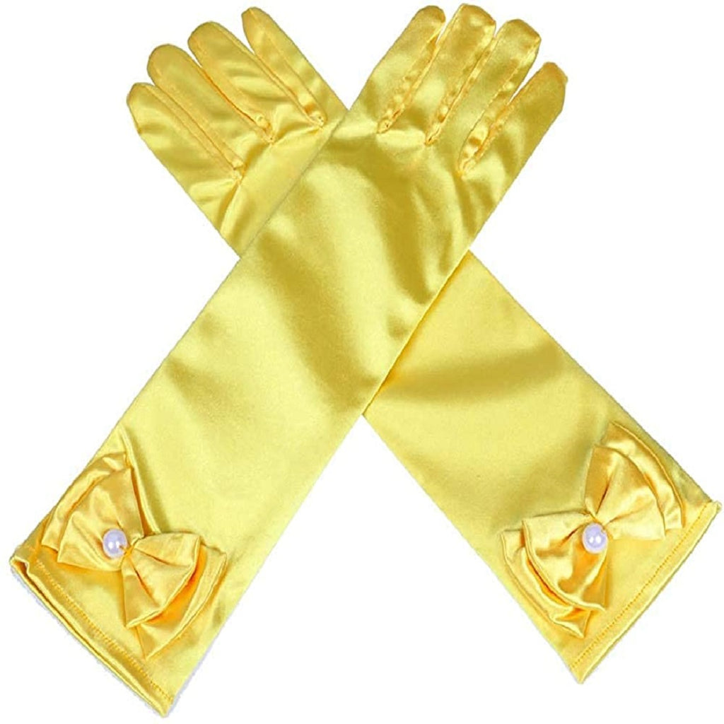 long yellow satin gloves