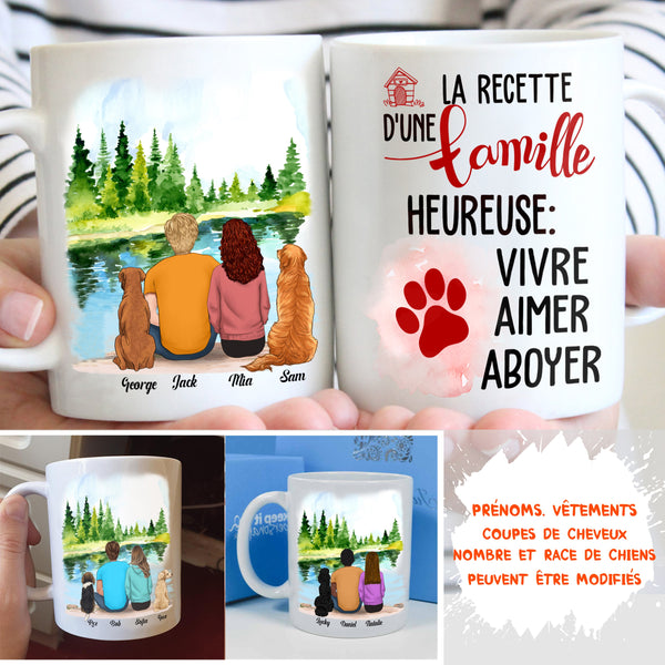 Mug Personnalisé - Famille Heureuse - Chiens - TESCADEAUX