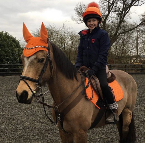 Sunset Orange pom pom hat silk and baselayer