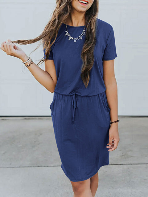 short sleeve midi dress with pockets