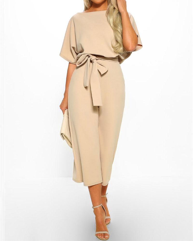 cropped short sleeve jumpsuit