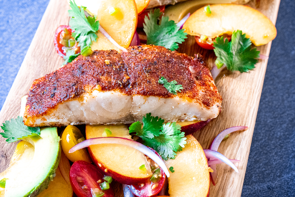 Blackened Snapper with Peach Salad