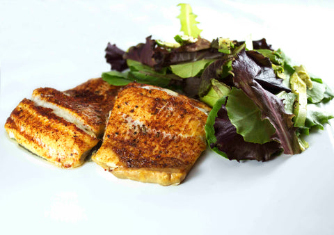 Rainbow trout with mixed greens