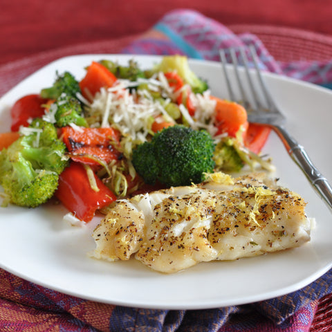 Pan-Seared Haddock for One with Roasted Vegetables