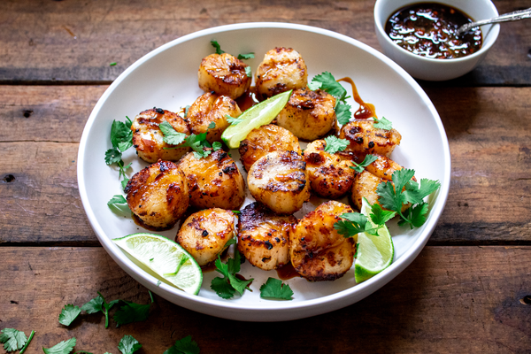 Honey Glazed Scallops on Plate