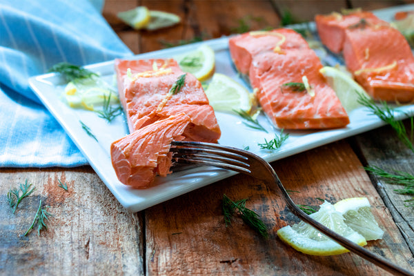 Poached Salmon Served