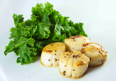 Scallops and kale