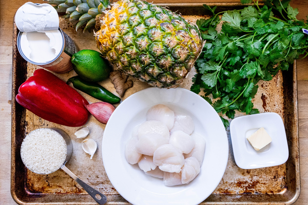 Seared Scallops and Coconut Rice Ingredients