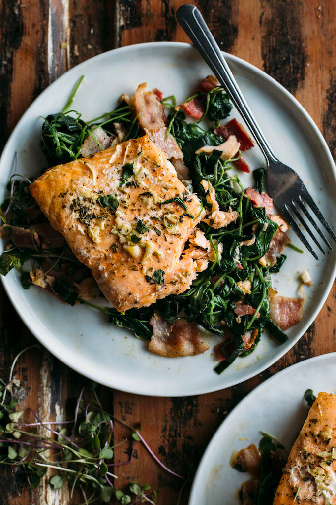 Whole30 Garlic Salmon Salad