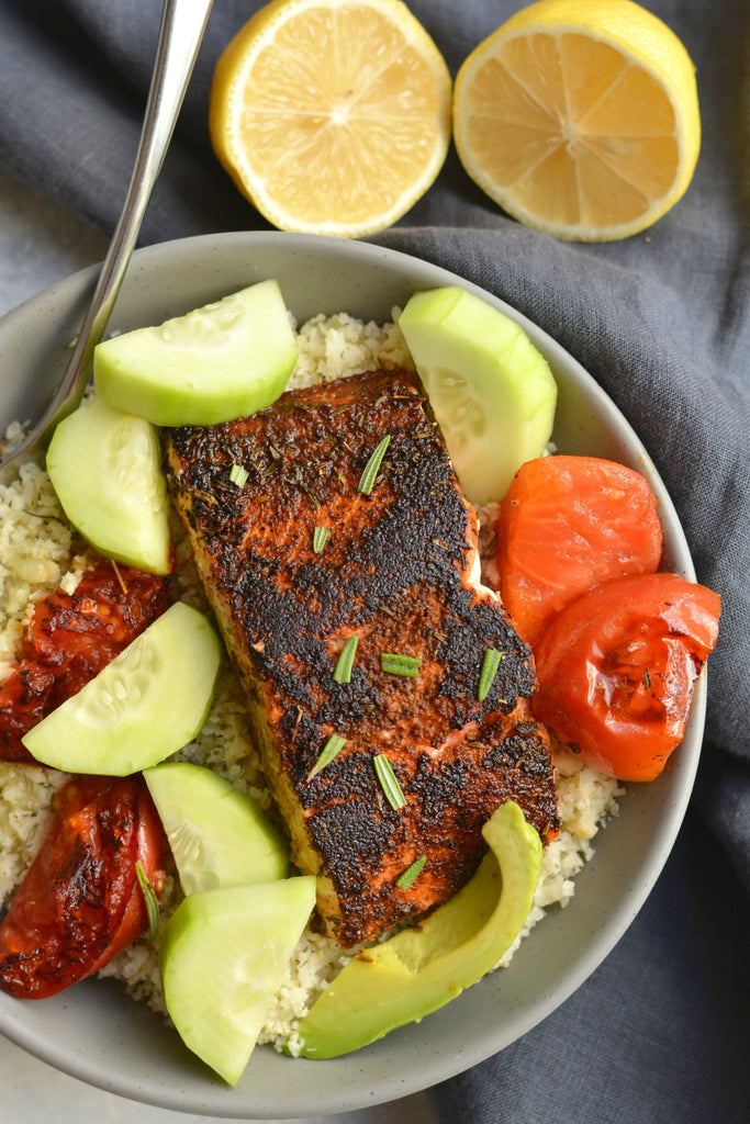 Blackened Salmon Veggie Bowl