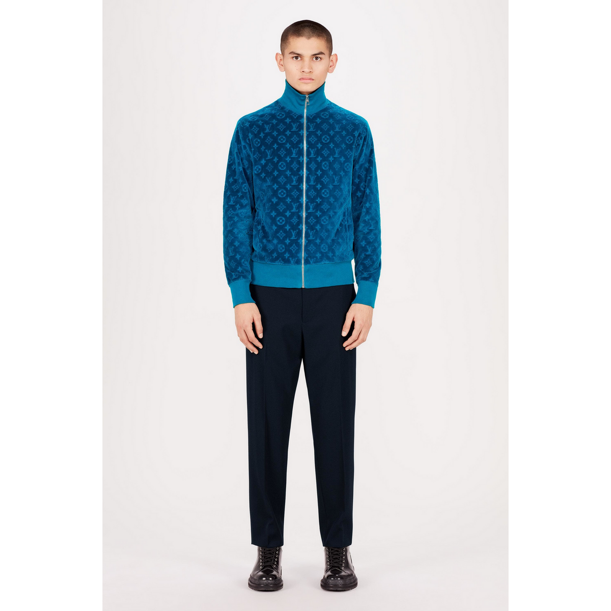 Louis Vuitton Cotton Velour Monogram Blousson (Blue) | Moretti Menswear