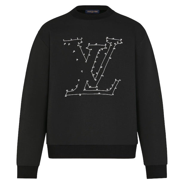 Louis Vuitton LV Stitch Print Embroidered Jumper (Black) | Moretti Menswear