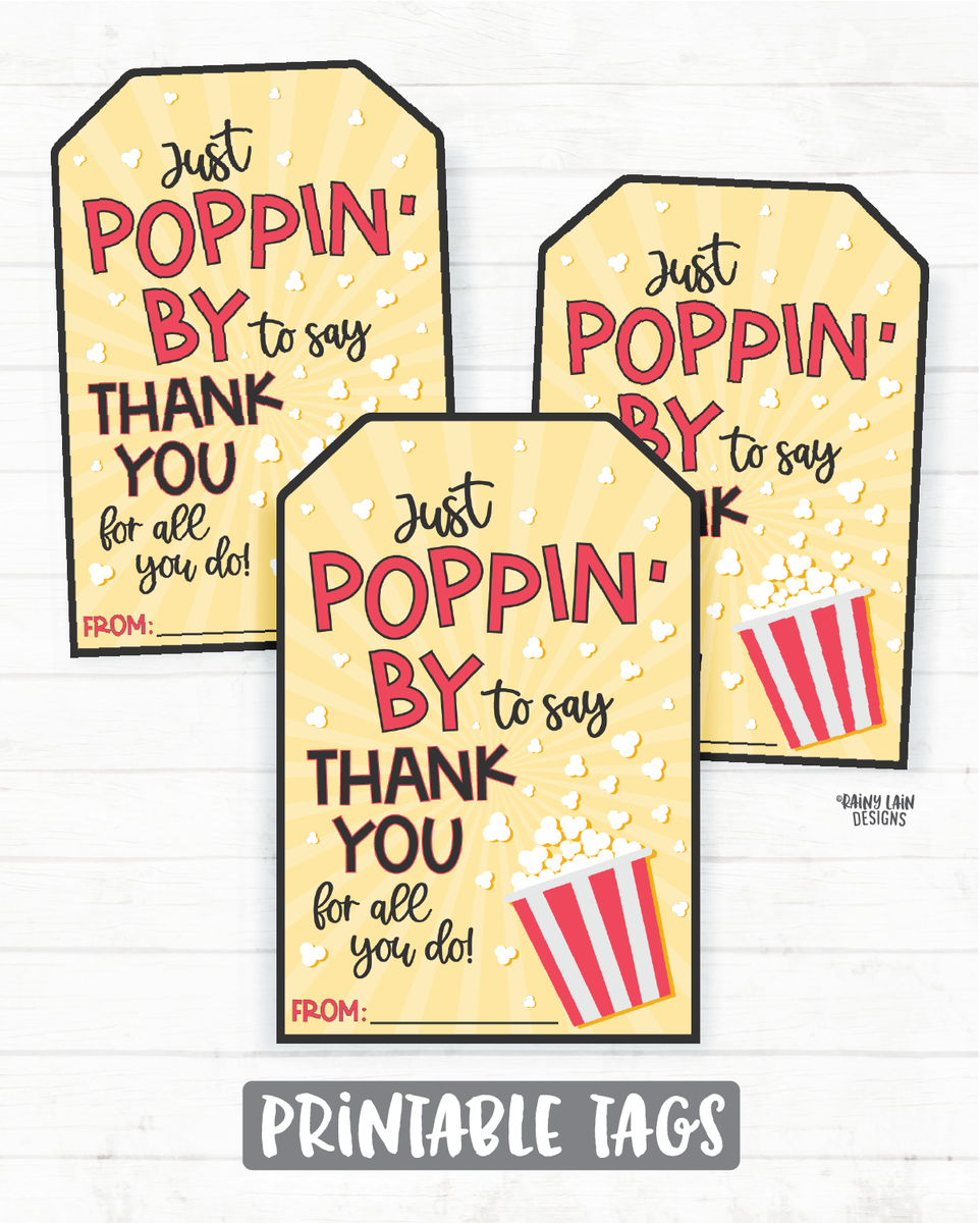 Popcorn Thank You Tag just poppin by to say thank you for all you do J