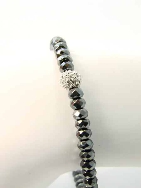 Hematite Pave Bead Bracelet