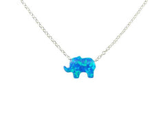 blue opal elephant necklace