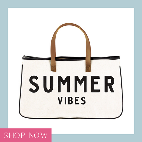 Shop our summer vibes canvas tote bag