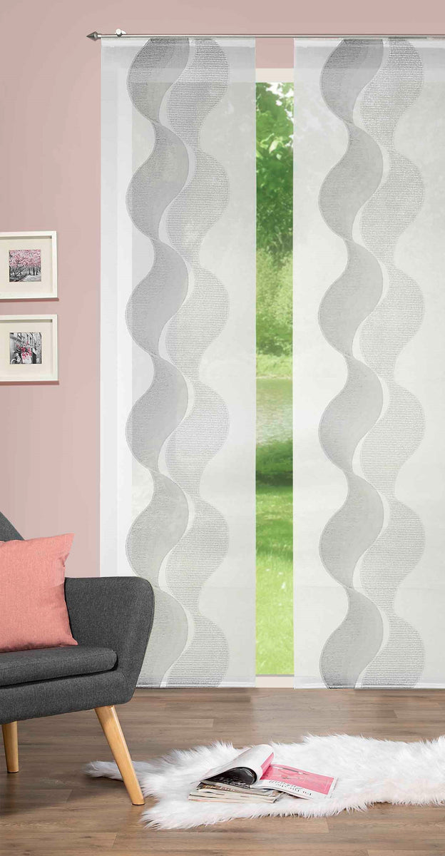 Flächenvorhang Schiebevorhang bedruckt 60x245 Wellana grau abstrakt Welle modern 