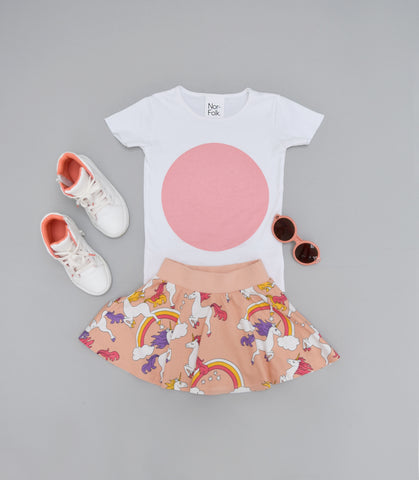Nor Folk tee, Mini Rodini unicorn skirt and sunglasses