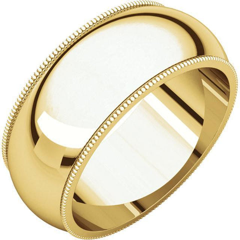 8mm Milgrain 18K Yellow Gold Wedding Band