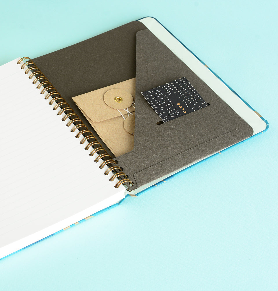Mossery Wirebound Notebook Black Gold Speckle Ruled