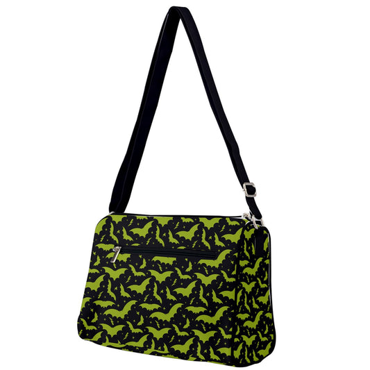Bats and Stars Black, Chartreuse Double Compartment Purse
