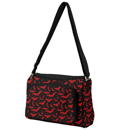 Bats and Stars Black, Red Double Compartment Purse