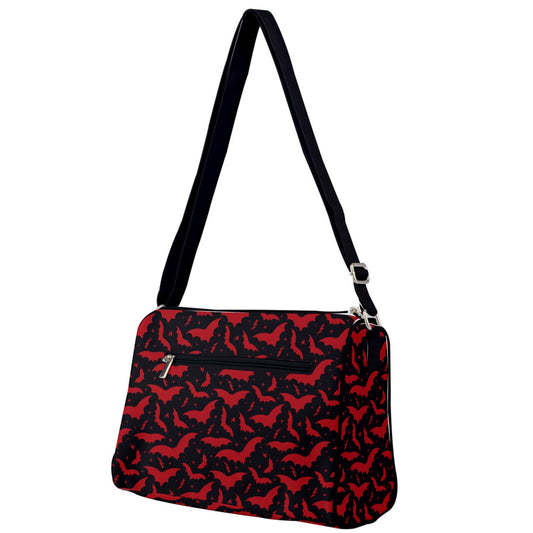 Bats and Stars Black, Red Double Compartment Purse